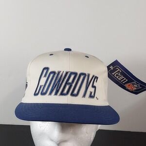 Dallas Cowboys Hat Cap Snap Back‎ Mens One Size White Blue NFL Football Script